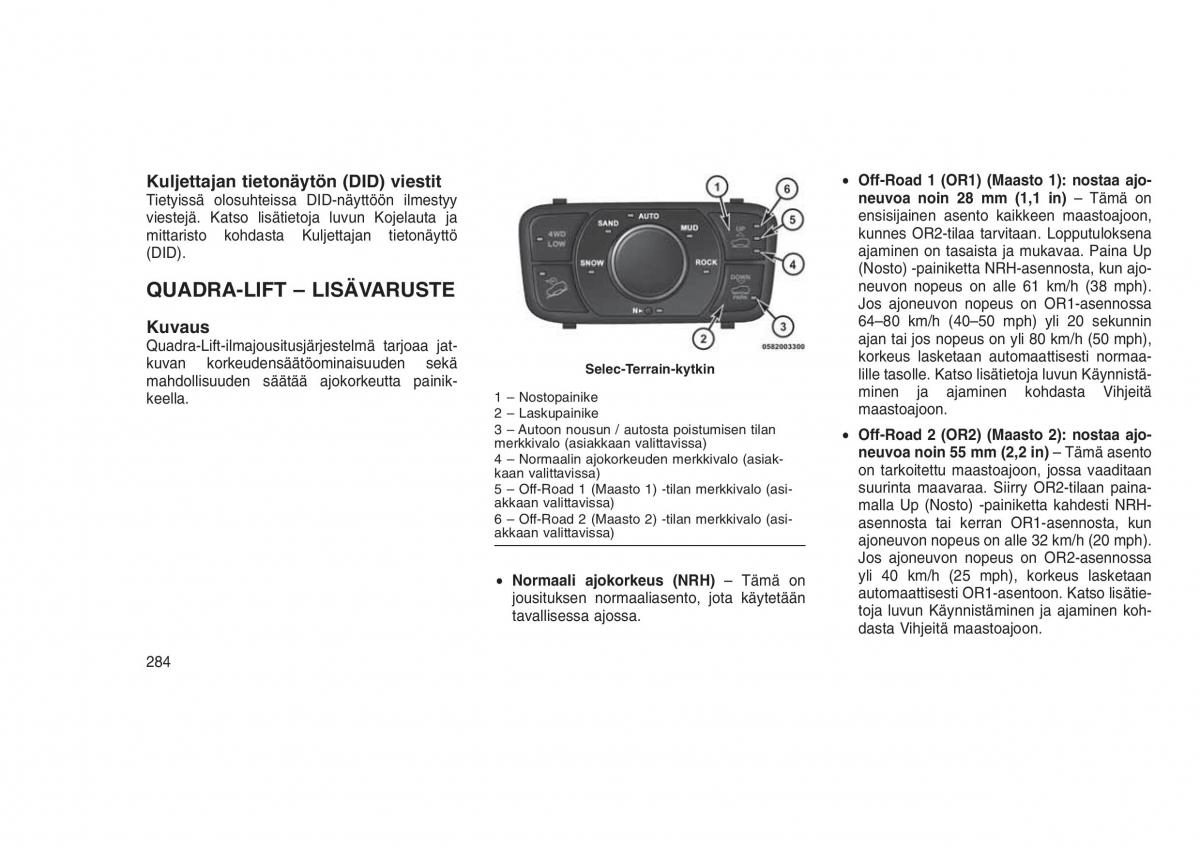 Jeep Grand Cherokee WK2 WH2 omistajan kasikirja / page 288