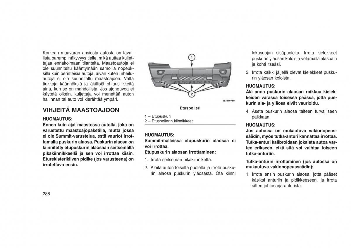 Jeep Grand Cherokee WK2 WH2 omistajan kasikirja / page 292