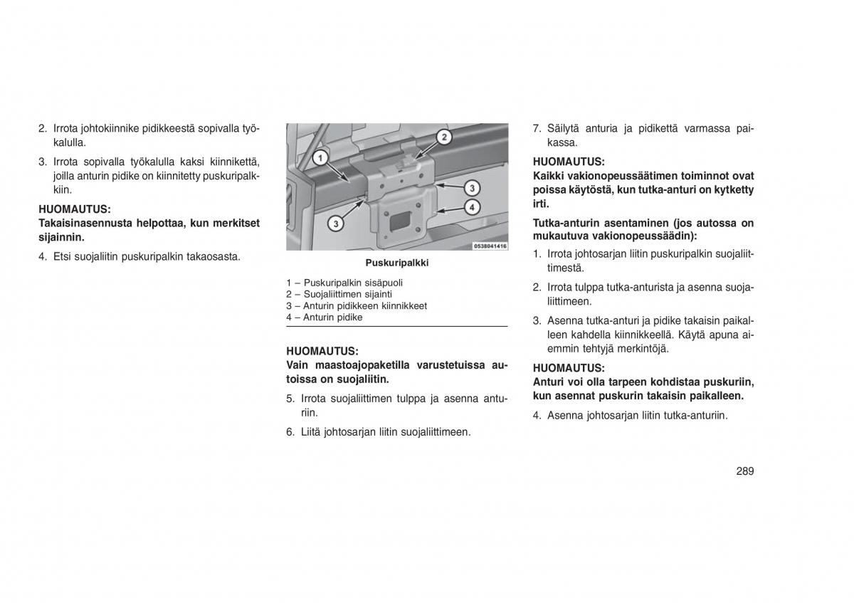 Jeep Grand Cherokee WK2 WH2 omistajan kasikirja / page 293