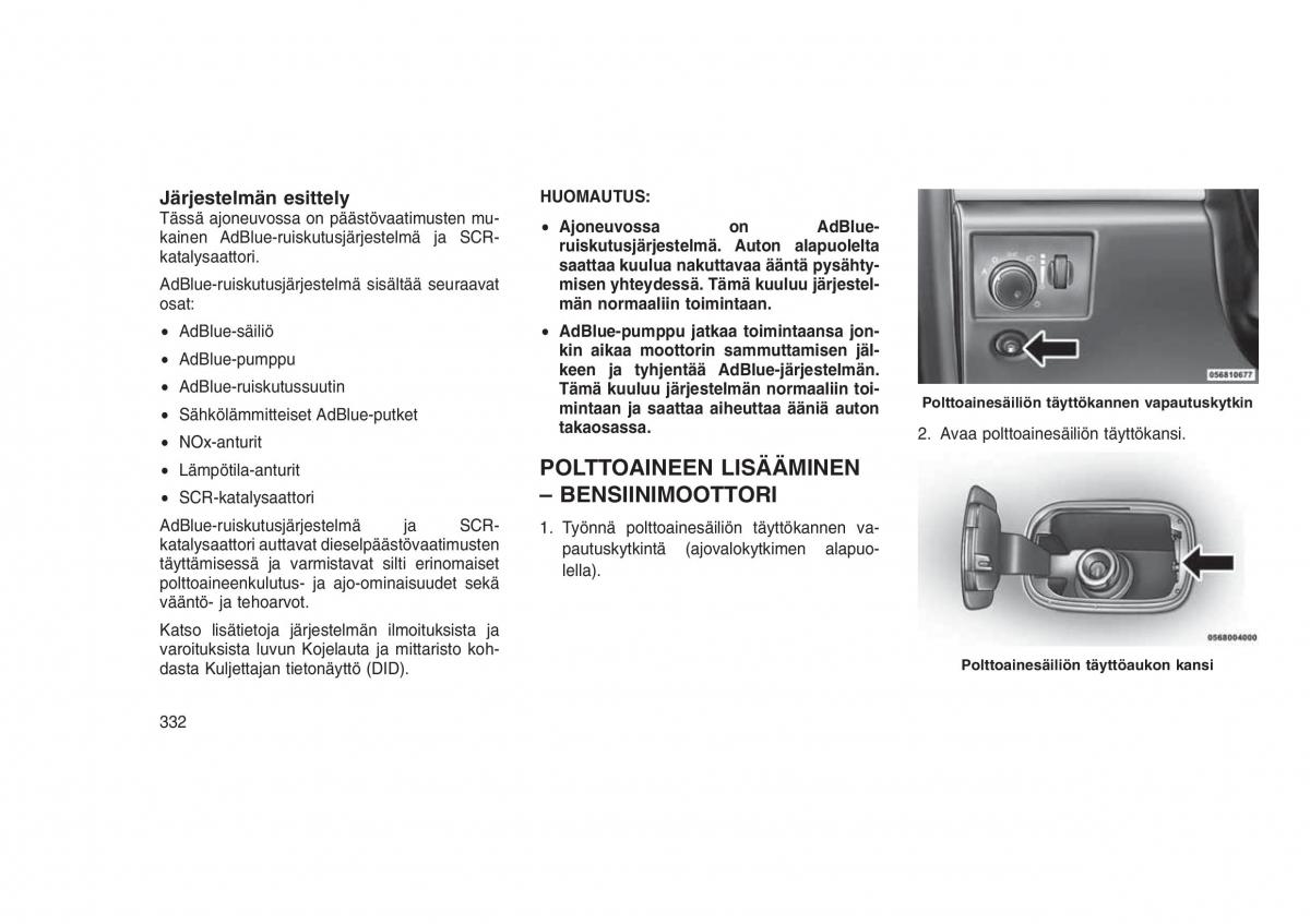 Jeep Grand Cherokee WK2 WH2 omistajan kasikirja / page 336