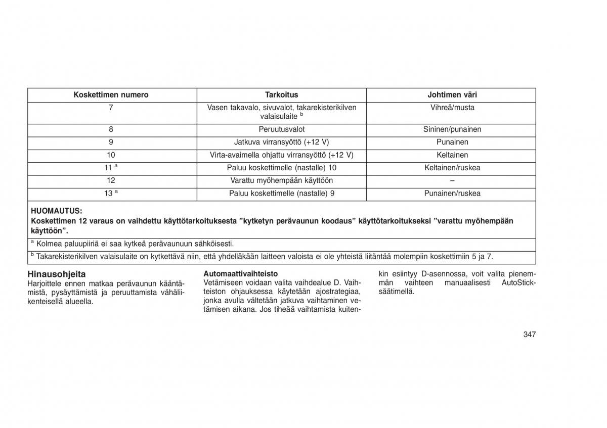 Jeep Grand Cherokee WK2 WH2 omistajan kasikirja / page 351