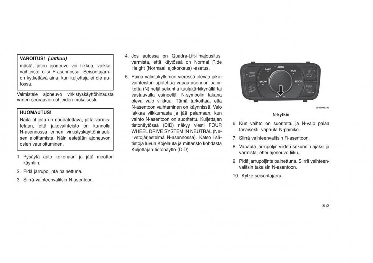 Jeep Grand Cherokee WK2 WH2 omistajan kasikirja / page 357