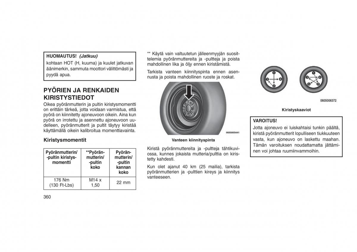 Jeep Grand Cherokee WK2 WH2 omistajan kasikirja / page 364