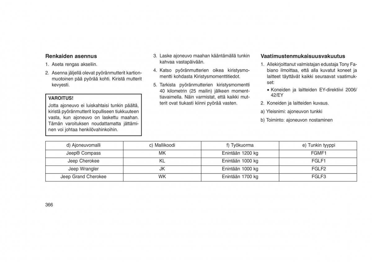 Jeep Grand Cherokee WK2 WH2 omistajan kasikirja / page 370