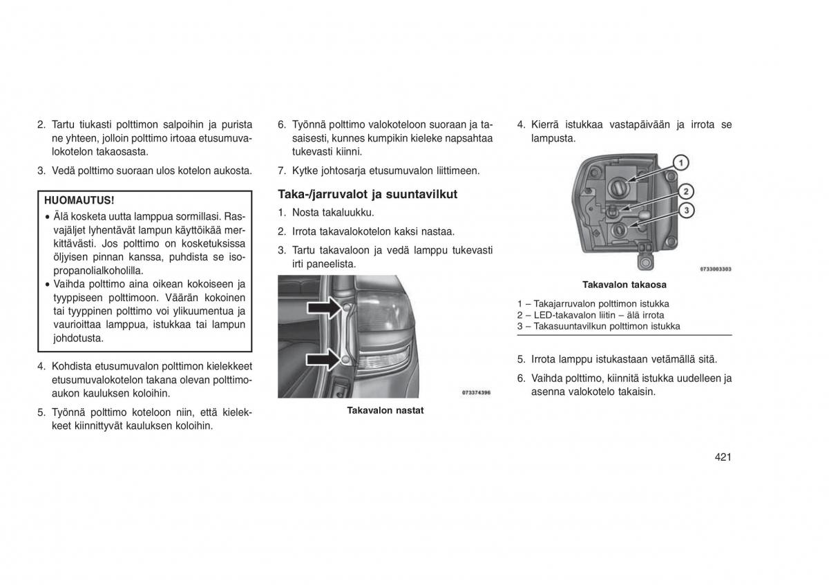 Jeep Grand Cherokee WK2 WH2 omistajan kasikirja / page 425