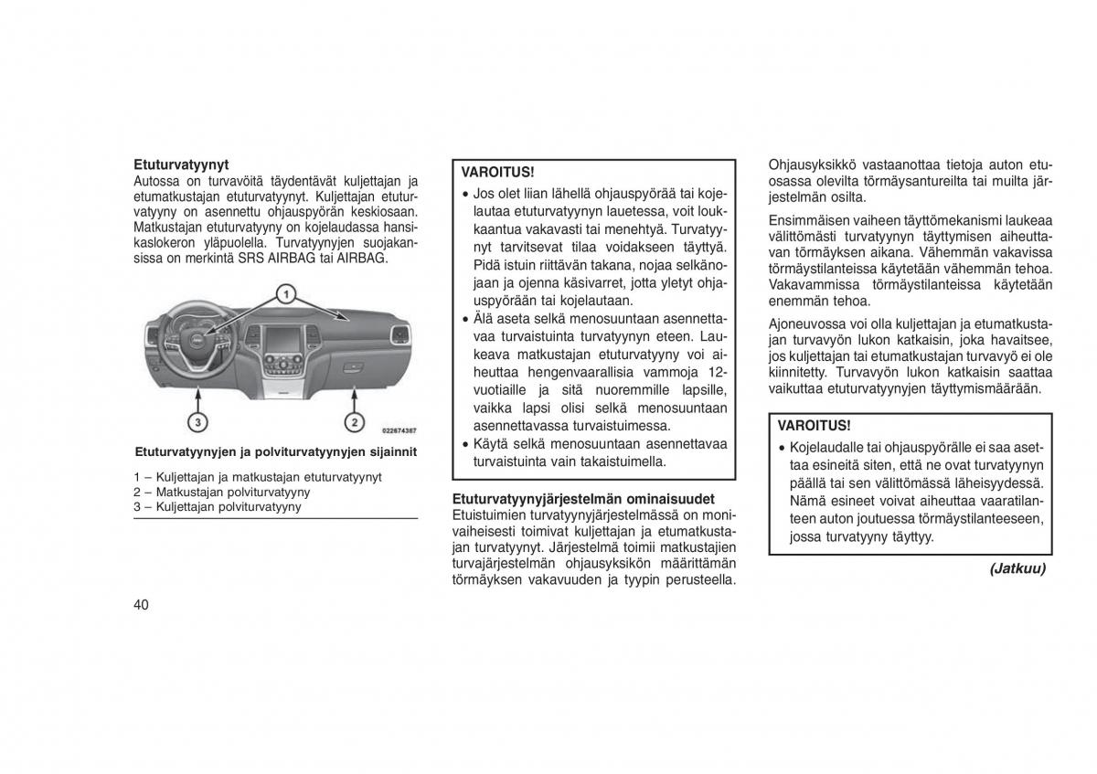 Jeep Grand Cherokee WK2 WH2 omistajan kasikirja / page 44