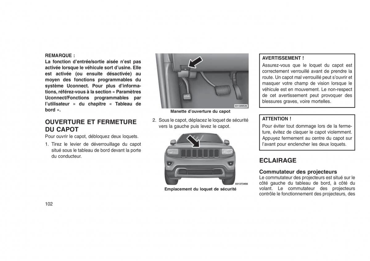 Jeep Grand Cherokee WK2 WH2 manuel du proprietaire / page 106