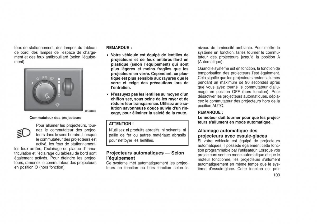 Jeep Grand Cherokee WK2 WH2 manuel du proprietaire / page 107