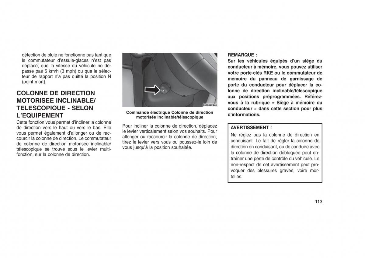 Jeep Grand Cherokee WK2 WH2 manuel du proprietaire / page 117