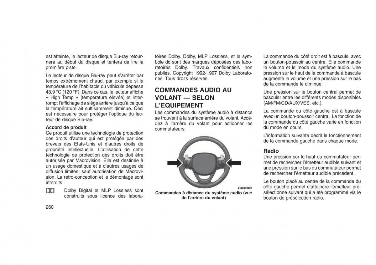 Jeep Grand Cherokee WK2 WH2 manuel du proprietaire / page 264