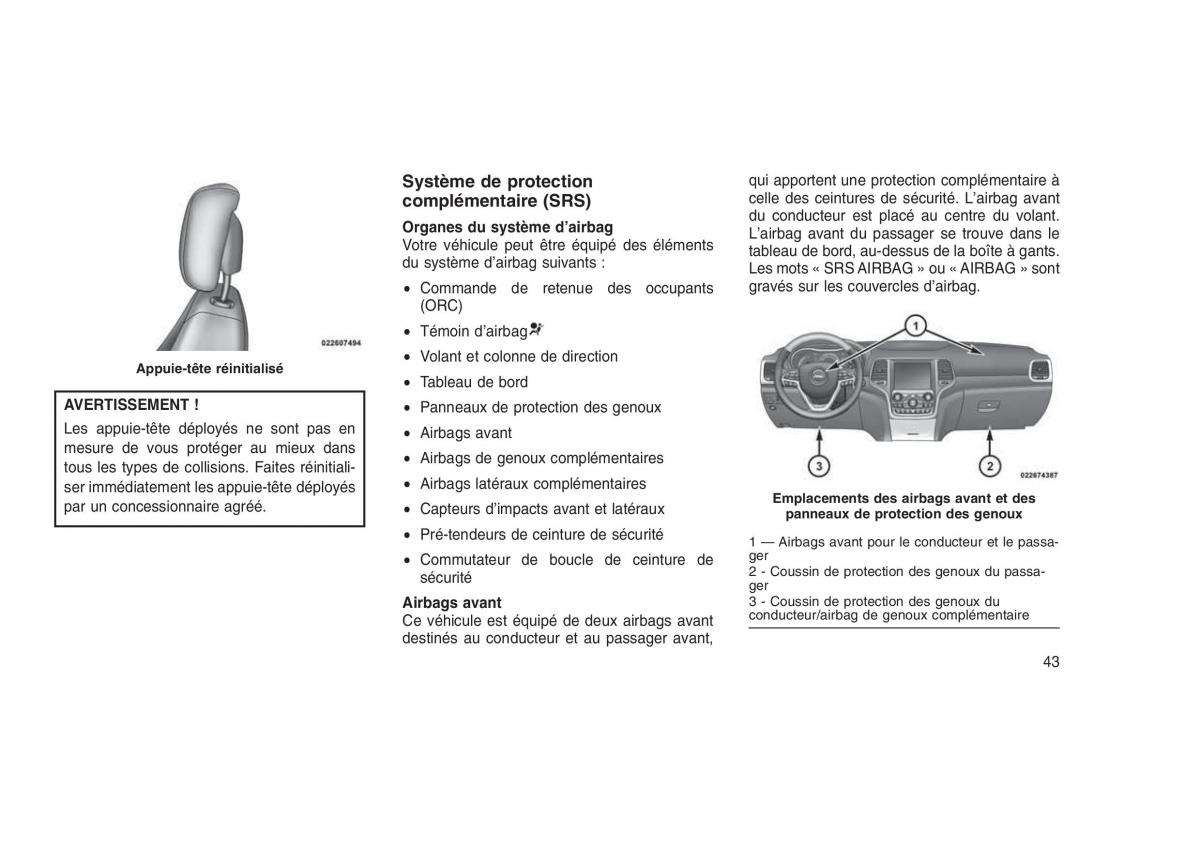 Jeep Grand Cherokee WK2 WH2 manuel du proprietaire / page 47