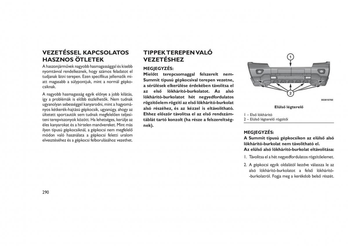 Jeep Grand Cherokee WK2 WH2 Kezelesi utmutato / page 294