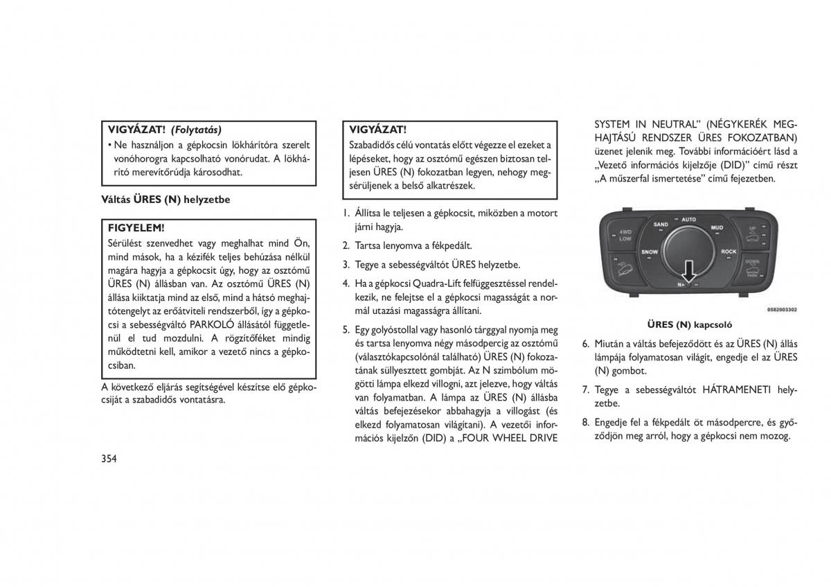 Jeep Grand Cherokee WK2 WH2 Kezelesi utmutato / page 358