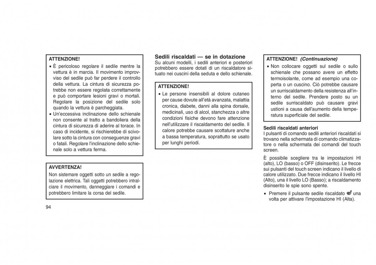 Jeep Grand Cherokee WK2 WH2 manuale del proprietario / page 98