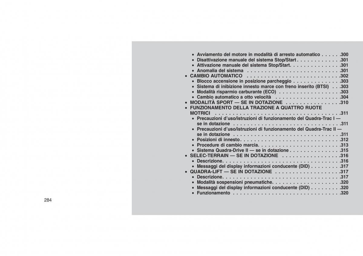 Jeep Grand Cherokee WK2 WH2 manuale del proprietario / page 288