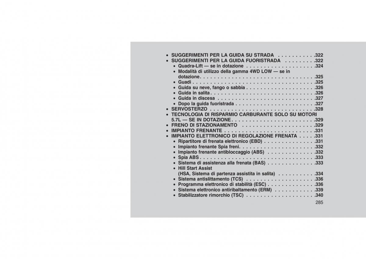 Jeep Grand Cherokee WK2 WH2 manuale del proprietario / page 289