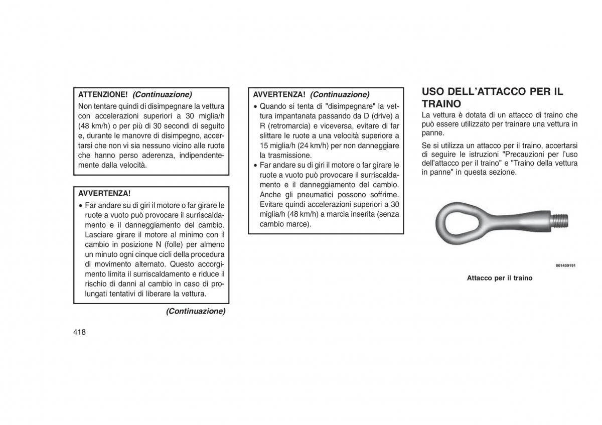 Jeep Grand Cherokee WK2 WH2 manuale del proprietario / page 422