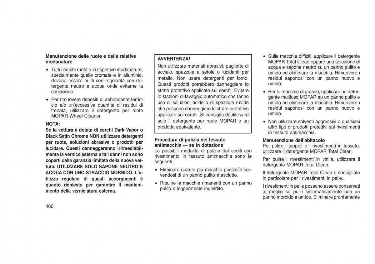 Jeep Grand Cherokee WK2 WH2 manuale del proprietario / page 464