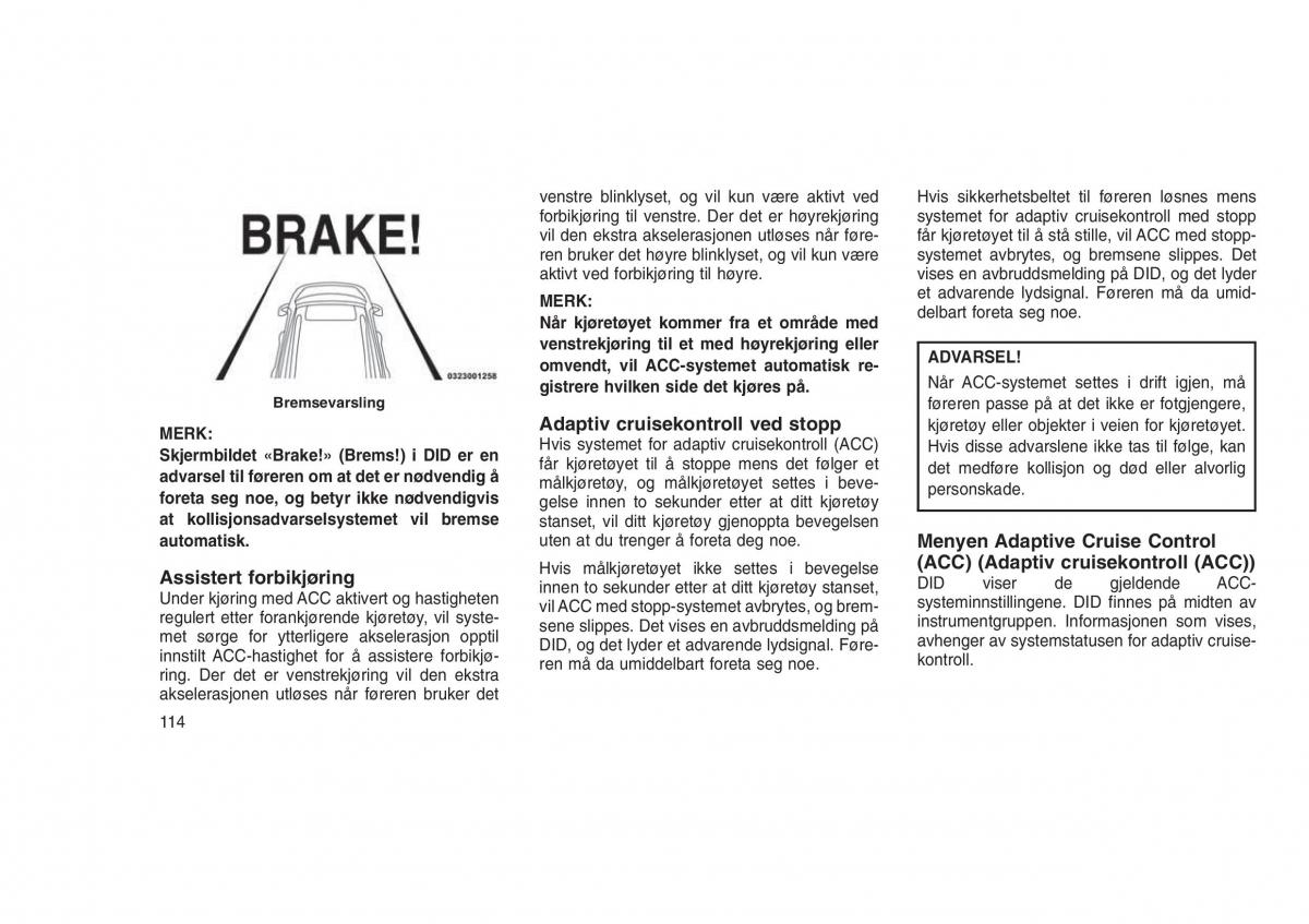 Jeep Grand Cherokee WK2 WH2 bruksanvisningen / page 118