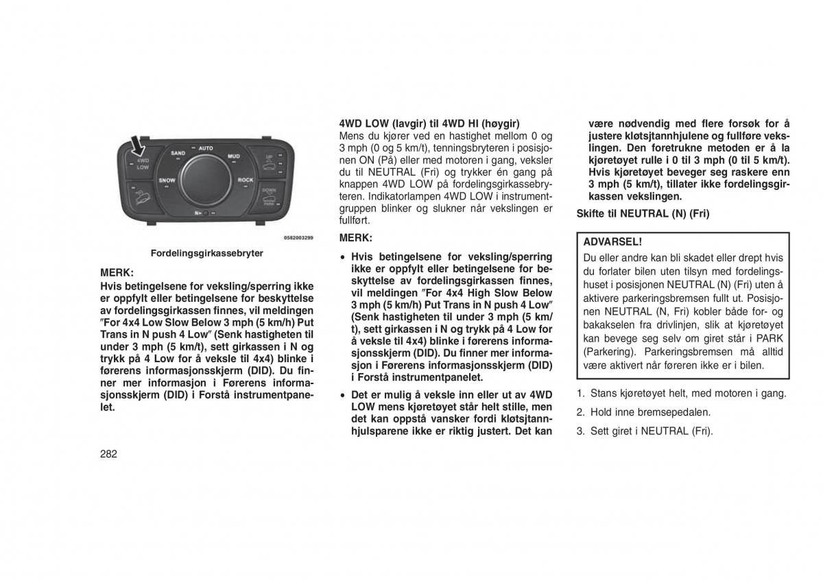 Jeep Grand Cherokee WK2 WH2 bruksanvisningen / page 286