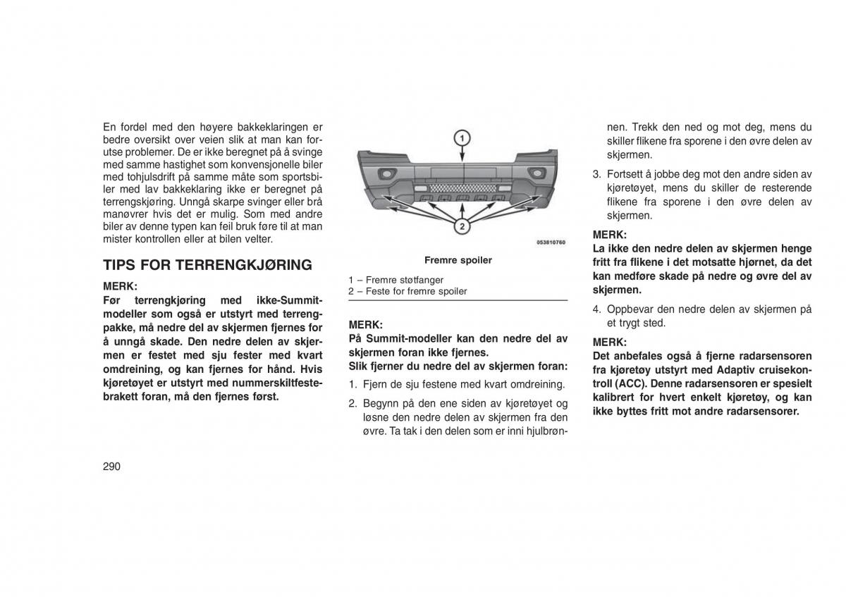 Jeep Grand Cherokee WK2 WH2 bruksanvisningen / page 294