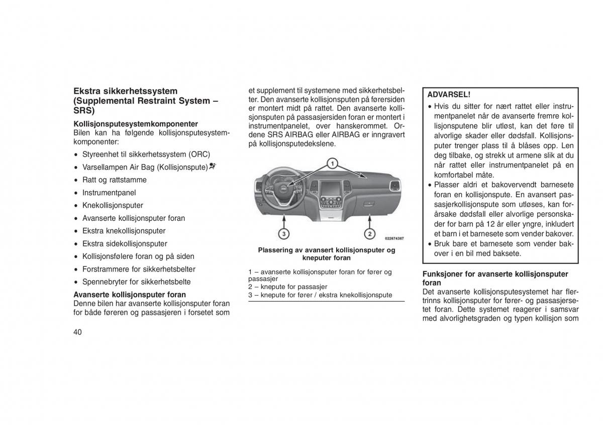 Jeep Grand Cherokee WK2 WH2 bruksanvisningen / page 44