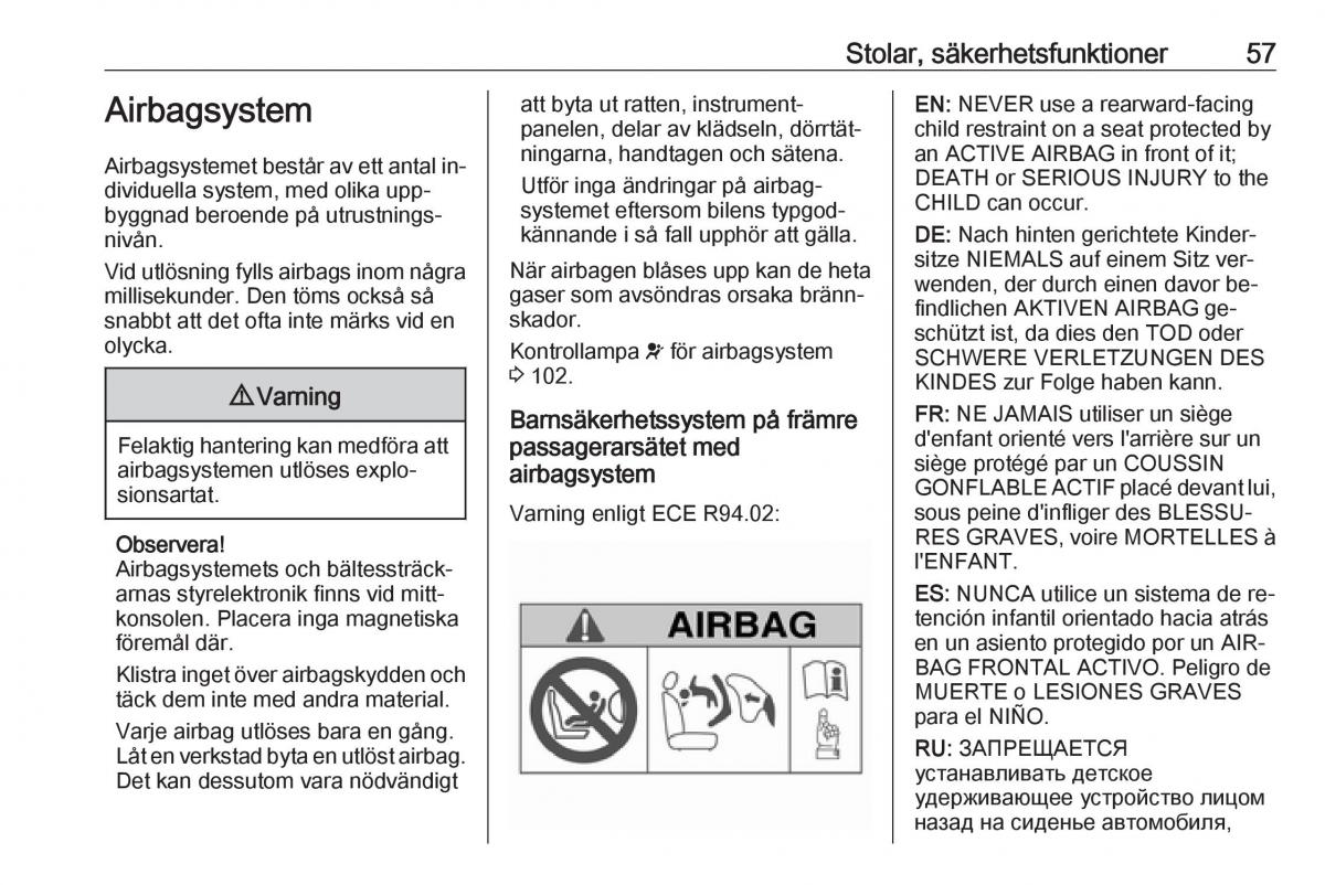 Opel Insignia A instruktionsbok / page 59