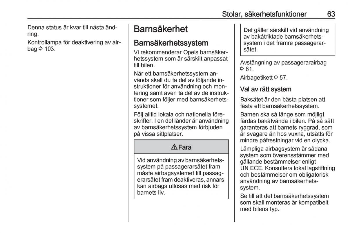 Opel Insignia A instruktionsbok / page 65