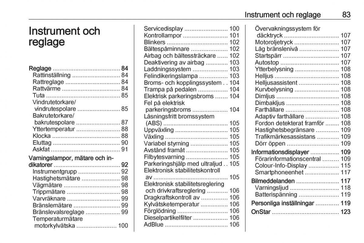 Opel Insignia A instruktionsbok / page 85