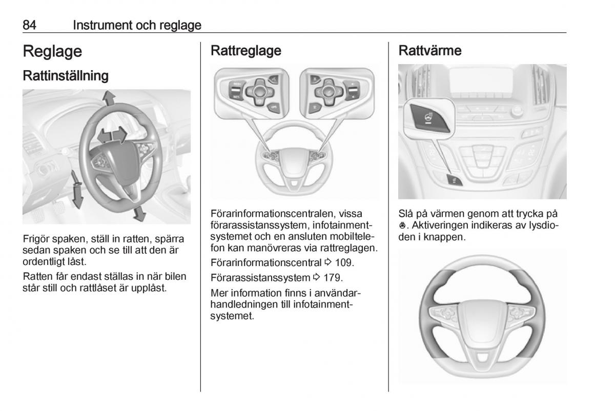 Opel Insignia A instruktionsbok / page 86