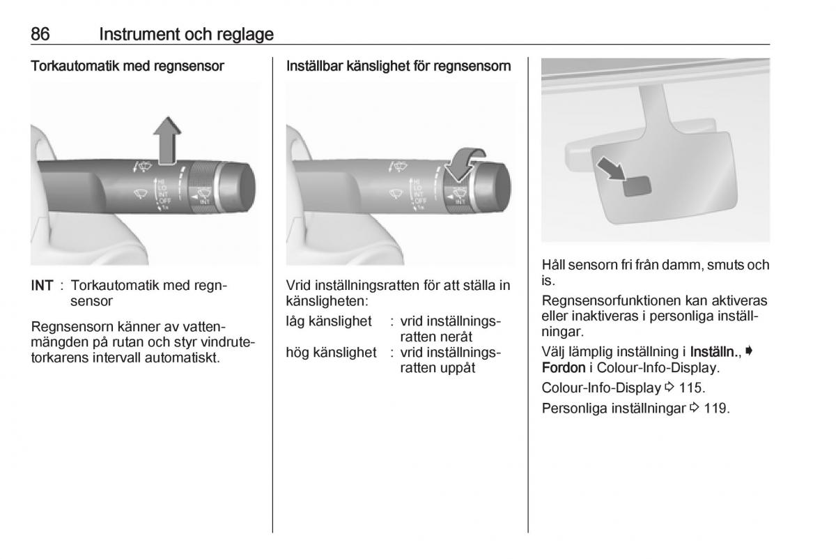 Opel Insignia A instruktionsbok / page 88