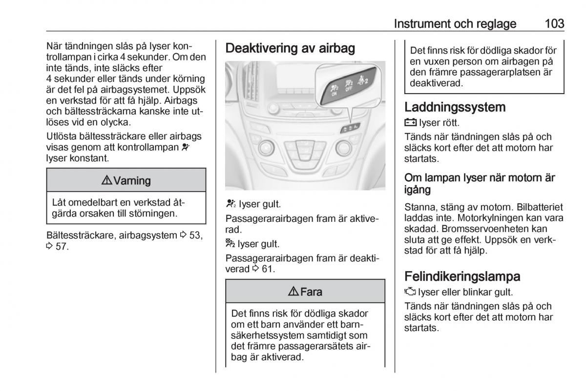 Opel Insignia A instruktionsbok / page 105