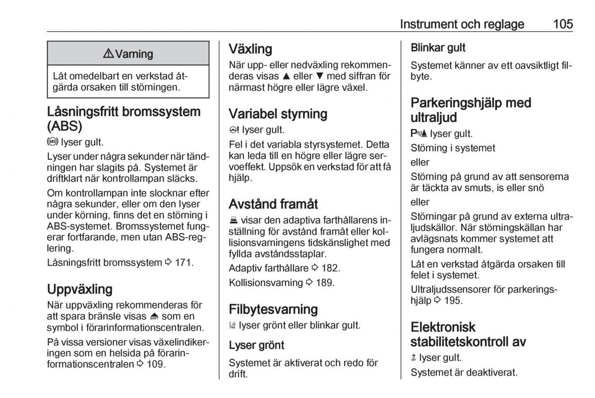 Opel Insignia A instruktionsbok / page 107