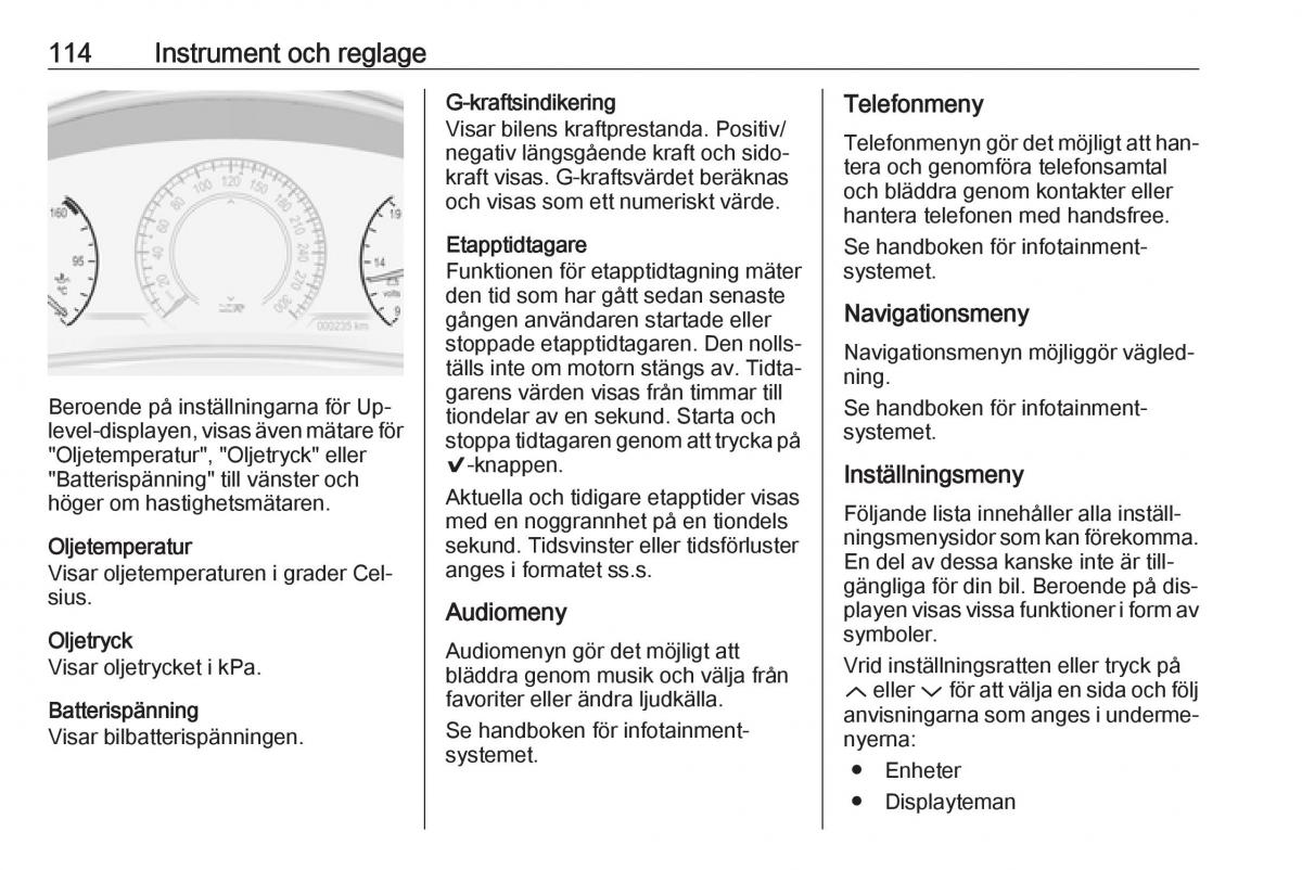 Opel Insignia A instruktionsbok / page 116