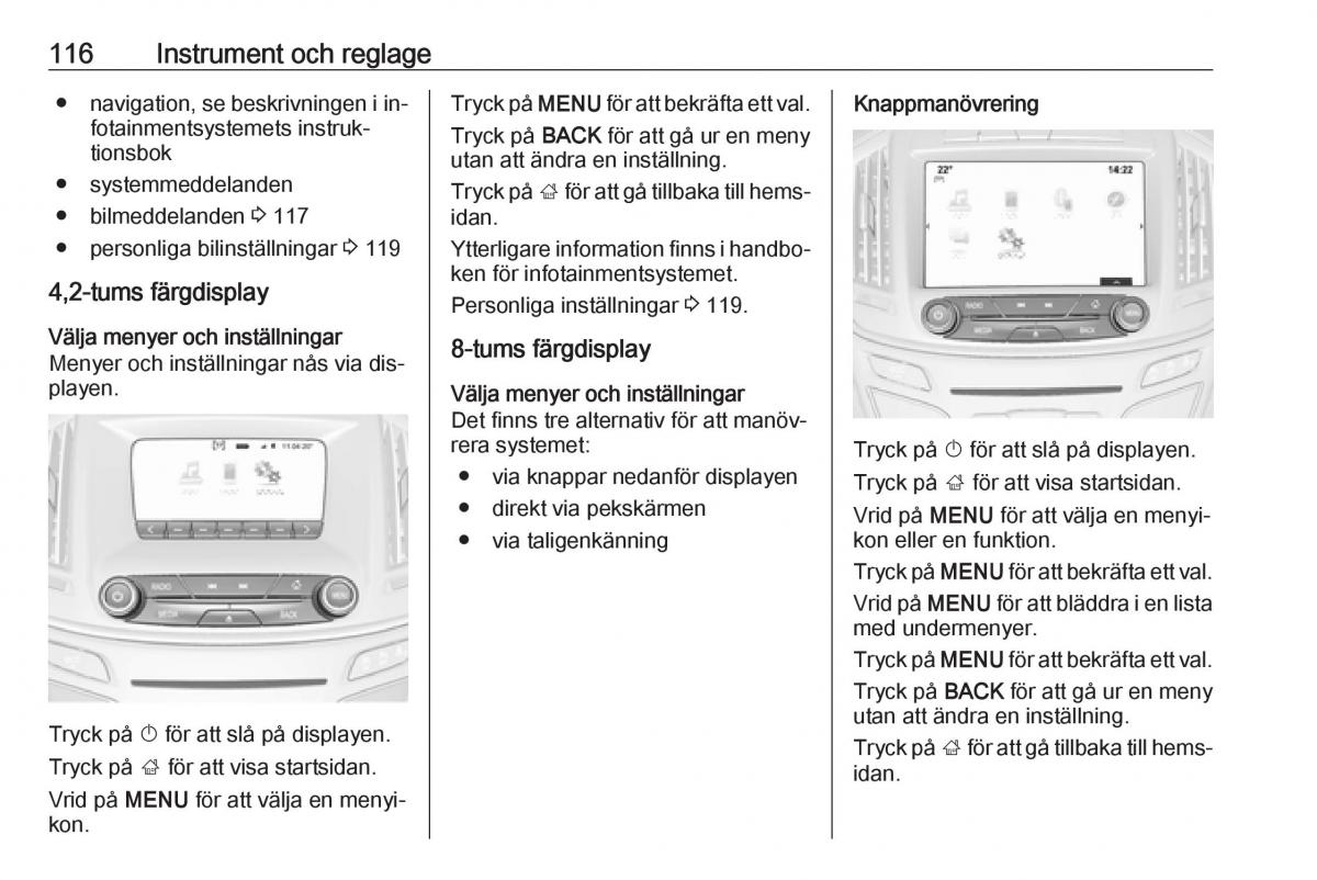 Opel Insignia A instruktionsbok / page 118