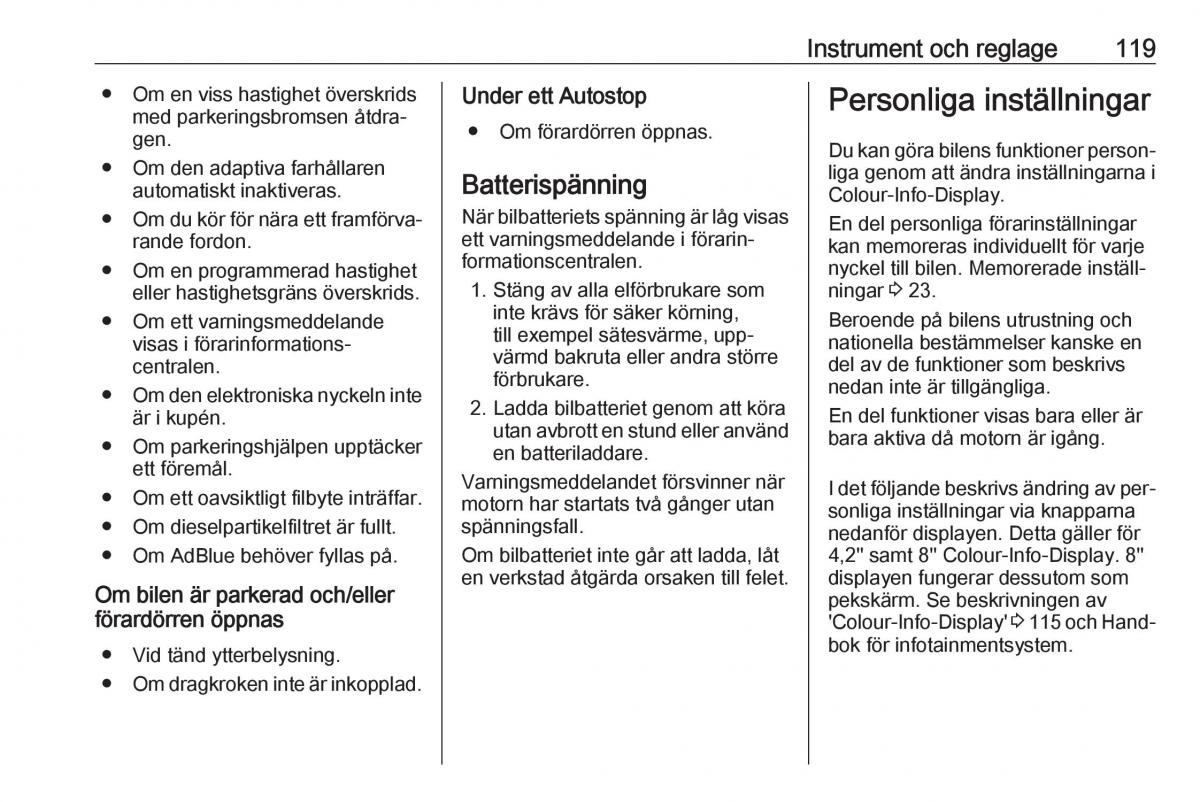 Opel Insignia A instruktionsbok / page 121