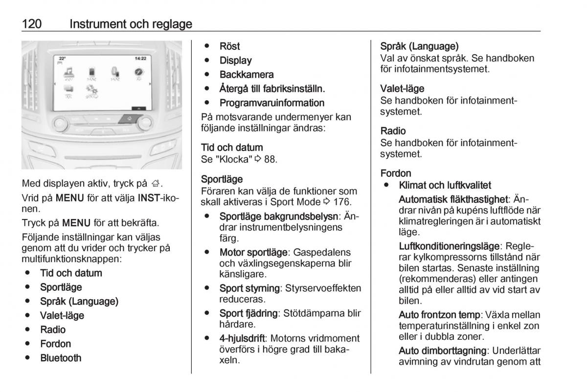 Opel Insignia A instruktionsbok / page 122