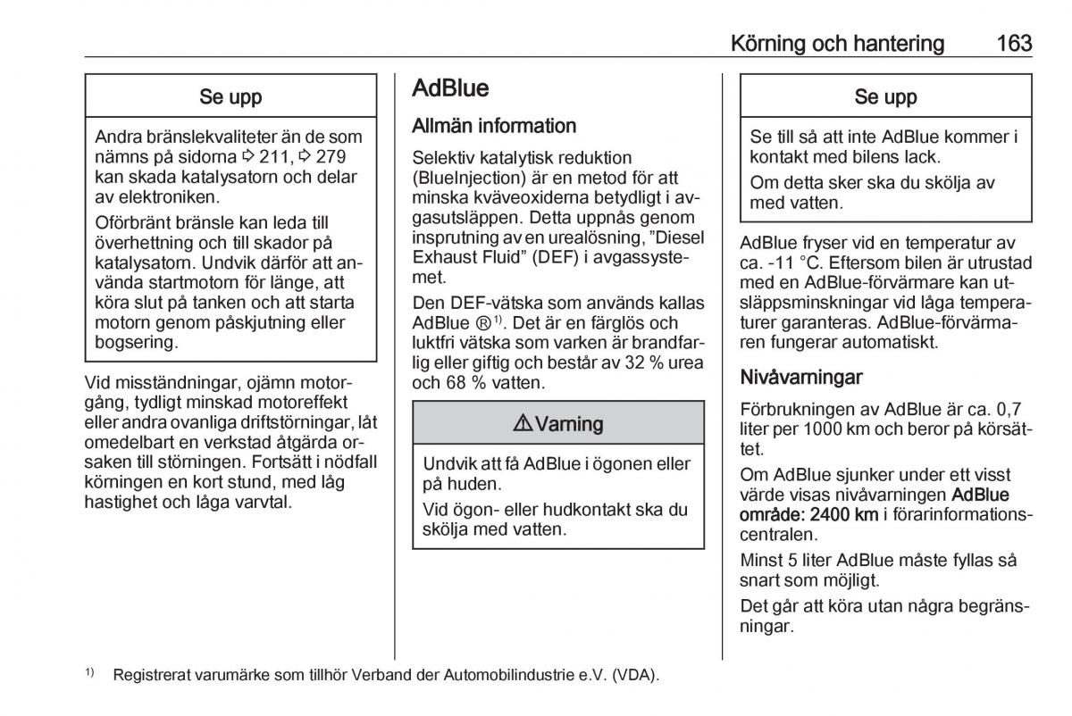 Opel Insignia A instruktionsbok / page 165