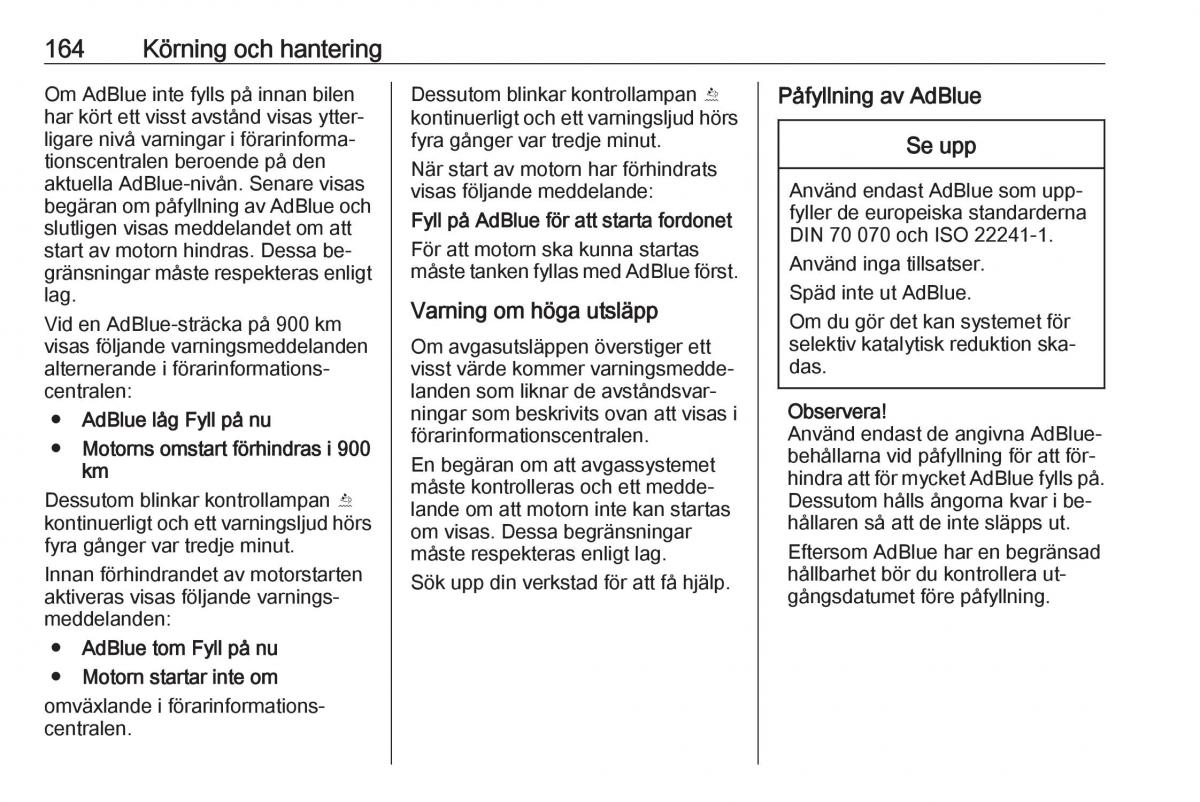 Opel Insignia A instruktionsbok / page 166