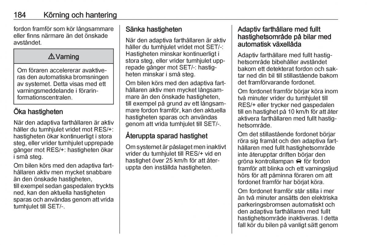 Opel Insignia A instruktionsbok / page 186