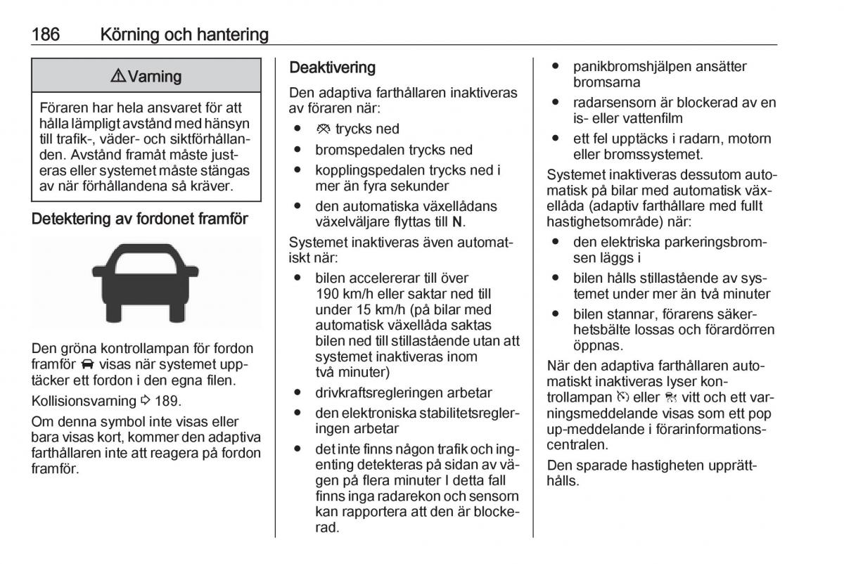 Opel Insignia A instruktionsbok / page 188