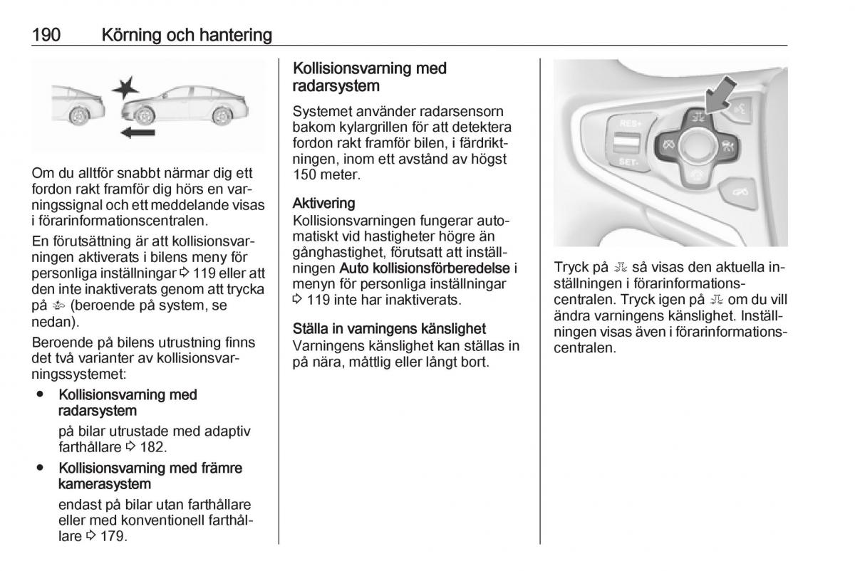 Opel Insignia A instruktionsbok / page 192