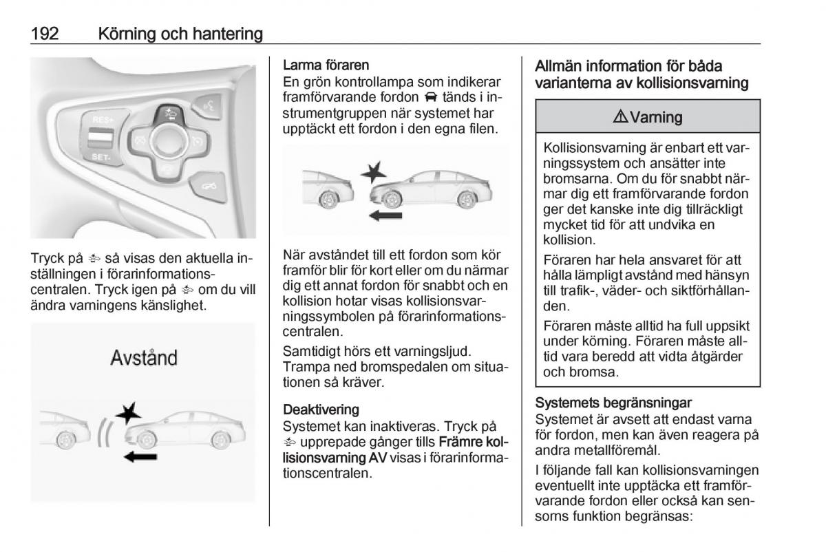 Opel Insignia A instruktionsbok / page 194