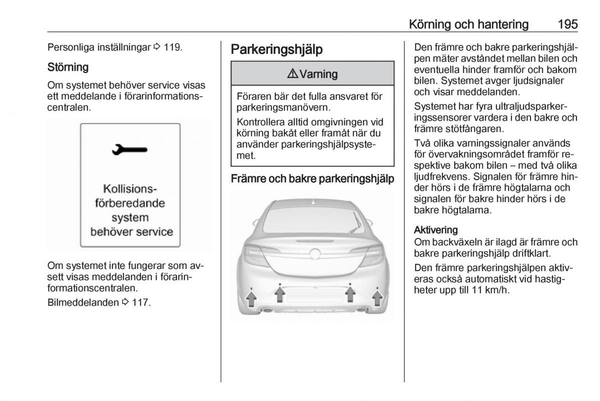 Opel Insignia A instruktionsbok / page 197