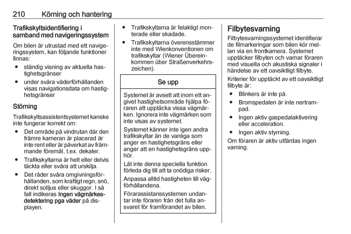 Opel Insignia A instruktionsbok / page 212