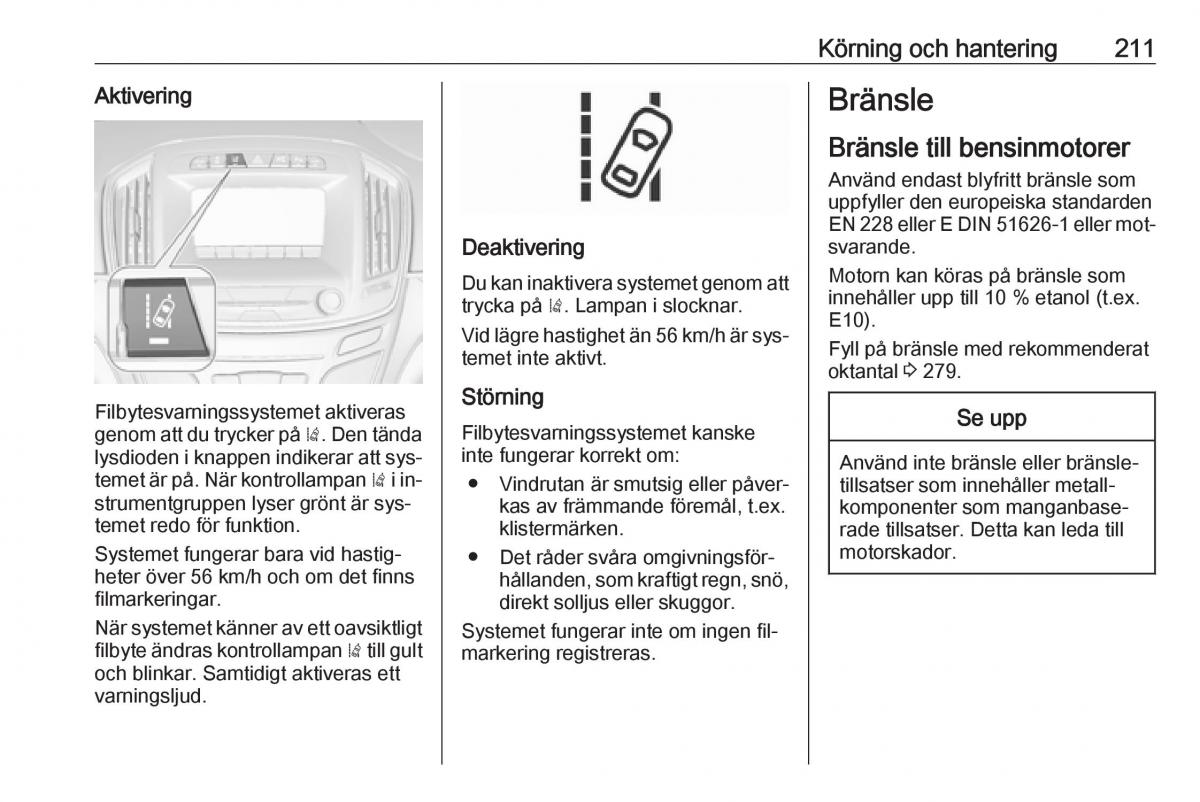 Opel Insignia A instruktionsbok / page 213