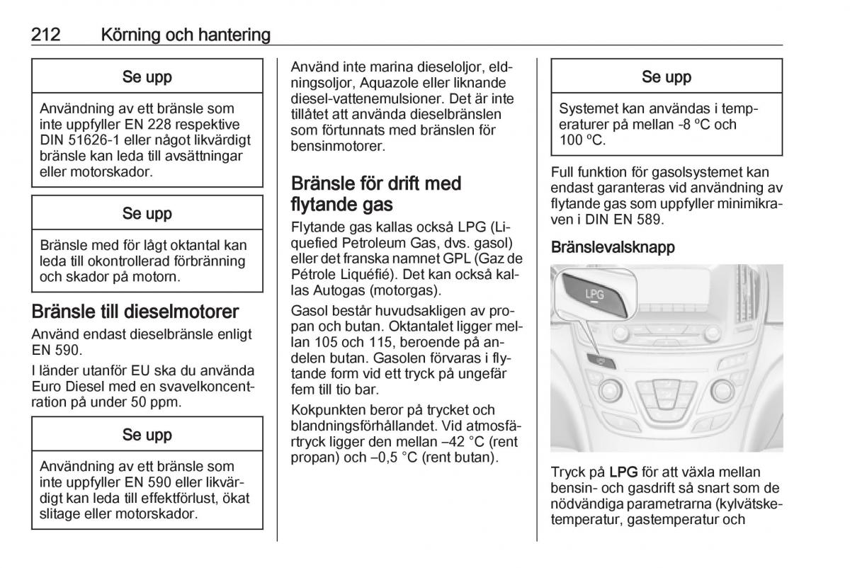 Opel Insignia A instruktionsbok / page 214