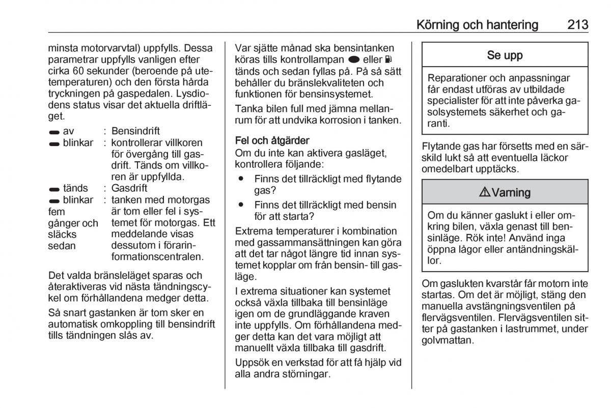 Opel Insignia A instruktionsbok / page 215