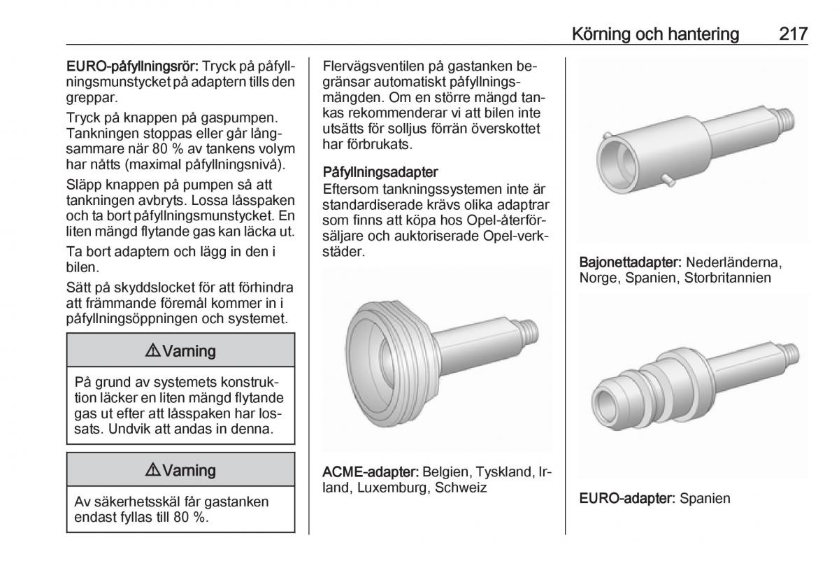 Opel Insignia A instruktionsbok / page 219