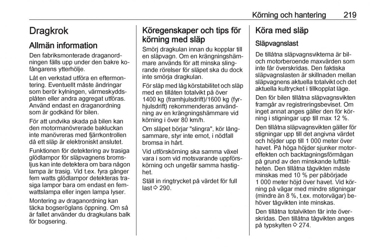 Opel Insignia A instruktionsbok / page 221